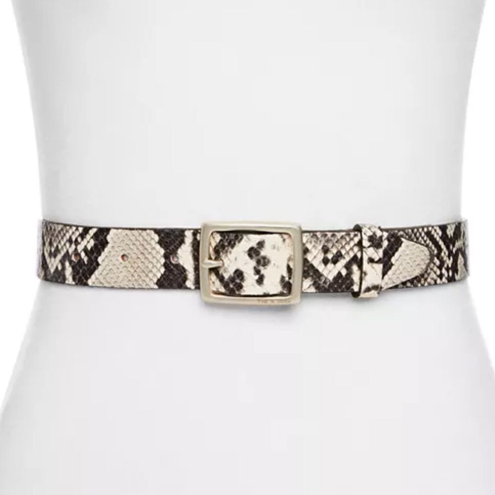 rag & bone Black and Cream Snake Pattern Belt